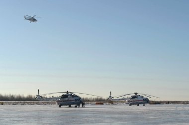  Helikopter pisti üzerinde Moskova Myachkovo yakın: