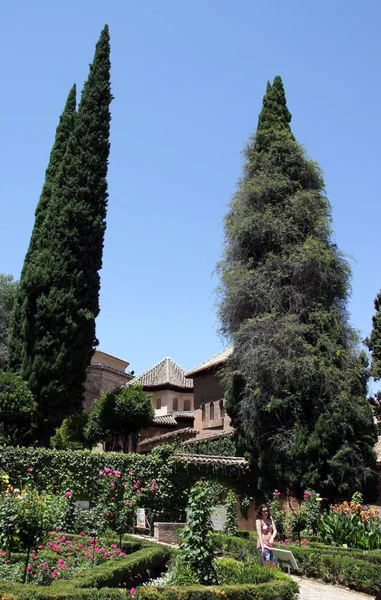 Les jardins du Generalife de l'Alhambra, palais et forteresse situés à Grenade — Photo