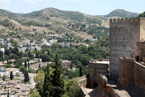 Granada Espagne Juillet 2011 Les Anciens Murs Forteresse Alcazaba Dans — Photo