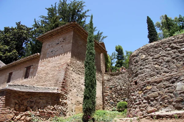 Granada Spanien Juli 2011 Gamla Murarna Fästningen Alcazaba Alhambra Granada — Stockfoto