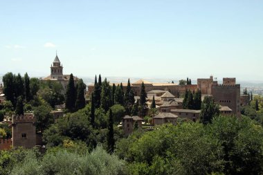 Granada, İspanya - 16 Temmuz 2011: Andalusia İspanya Granada'da Alhambra palace, görünüm