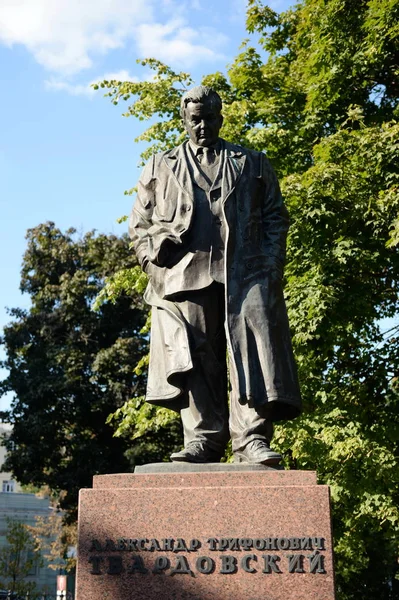 Moscow Russia August 2018 Monument Writer Poet Aleksandr Tvardovsky Strastnoy — Stock Photo, Image