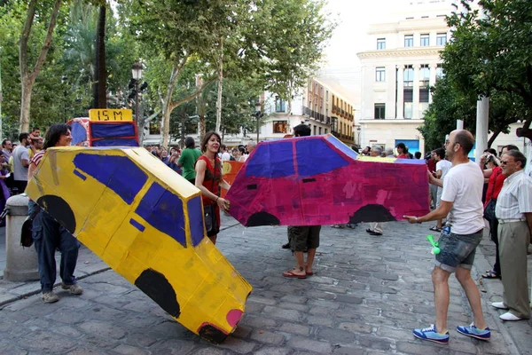 Seville Spain July 2011 Action Seville Residents Support Public Transport — Stock Photo, Image