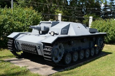 Moskova, Rusya - 20 Haziran 2018: Alman Taarruz topu Sturmgeschtz Ausf.A (Stug III Ausf.A) Poklonnaya Hill, Moskova