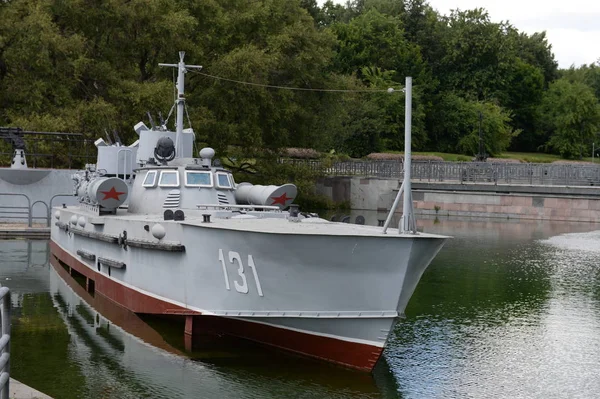 俄罗斯莫斯科 2018年6月20日 在莫斯科 Poklonnaya 山举行的苏联海军展览上 鱼雷船项目123之二类型 Komsomolets — 图库照片