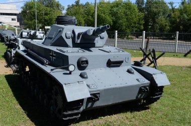Moskova, Rusya - 20 Haziran 2018: Alman orta tank T-IV (Panzerkampfwagen IV) Sergisi, Moskova Poklonnaya Tepesi'ndeki askeri teçhizat
