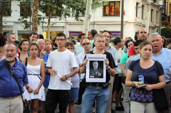 Seville Espanha Julho 2011 Ação Dos Moradores Sevilha Apoio Aos — Fotografia de Stock