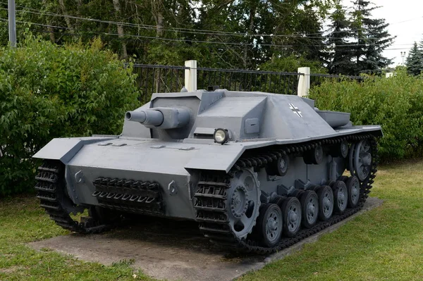  Moskova, Rusya - 20 Haziran 2018: Alman Taarruz topu Sturmgeschtz Ausf.A (Stug III Ausf.A) Poklonnaya Hill, Moskova