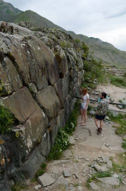   Turist yolu Kalbak-Tash rock petroglifler görüntüleyin. Altay Cumhuriyeti