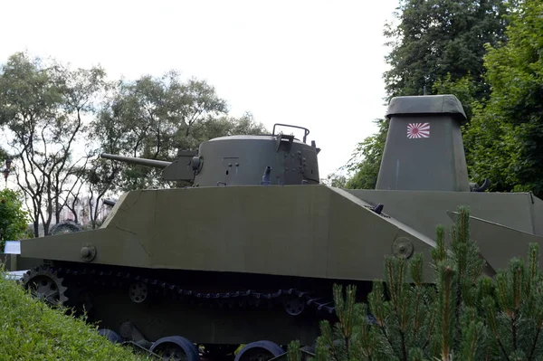 Japanese light amphibious tank Type 2 Ka-Mi in the museum of military equipment on Poklonnaya Hill Moscow