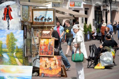  Bilinmeyen turist Arbat yayalara Moskova sanat resimler izle