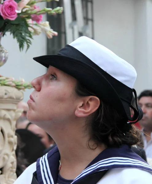 Seville Spain July 2011 Unknown Employee Navy Religious Festival Seville — Stock Photo, Image