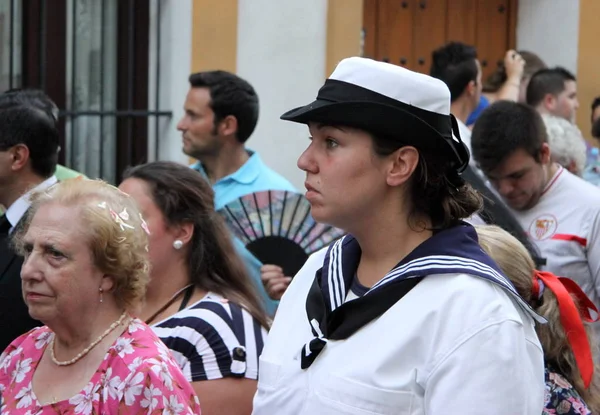 Seville Spain July 2011 Unknown Employee Navy Religious Festival Seville — Stock Photo, Image