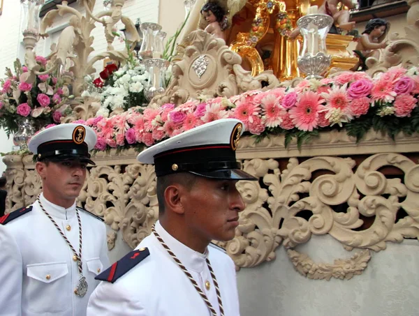 Spanish sailors on a religious festival in Seville — Stock Photo, Image