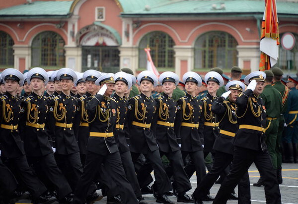  Cadets of the Kronstadt naval cadet military corps during the parade on red square in honor of victory Day