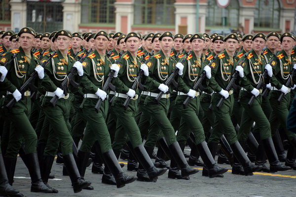  Cadets of the Moscow Higher Military Command School during a parade on Red Square in honor of Victory Day