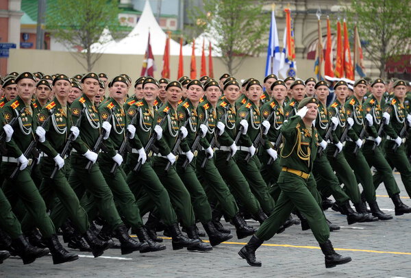  Cadets of the military Academy of logistics during the parade on red square in honor of victory Day