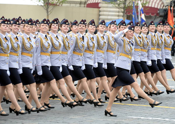  Police cadets of the Moscow University of the interior Ministry during the parade on red square in honor of victory Day