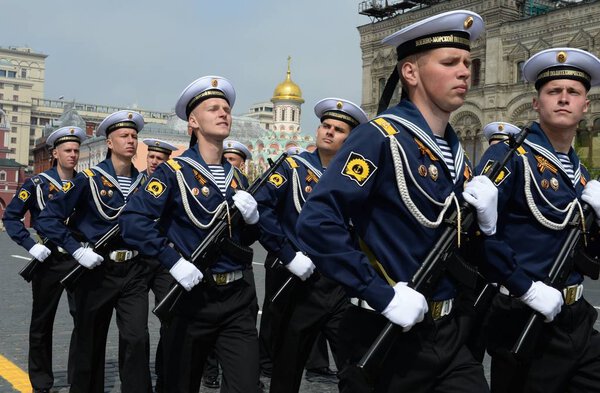  Cadets of the Naval Polytechnic Institute during the parade on red square in honor of victory Day
