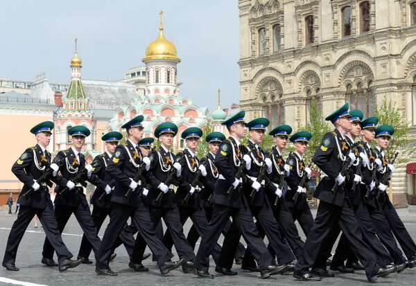  Cadets of the Moscow border Institute of the FSB of Russia on red square during the celebration of the 74th anniversary of Victory