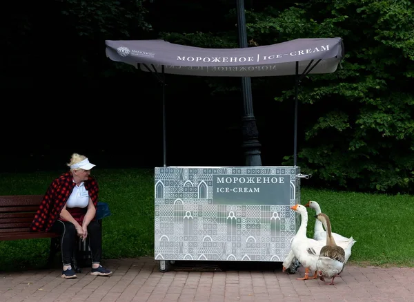 In the heat ice cream all you want.Ice cream trade in the State historical and architectural Museum-reserve " Tsaritsyno" — Stock Photo, Image