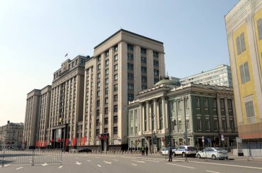  The building of the State Duma of the Russian Federation and the House of Unions (House of the Noble Assembly) in the center of Moscow clipart