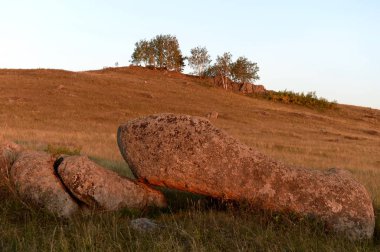  Charysh Nehri yakınlarındaki Altay dağlarında bir akşam. Batı Sibirya