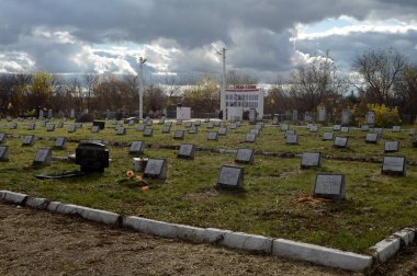 Ryazhsk, Rusya - 20 Ekim 2017: Kardeşler Mezarlığı - Ryazhsk Mezarlığı