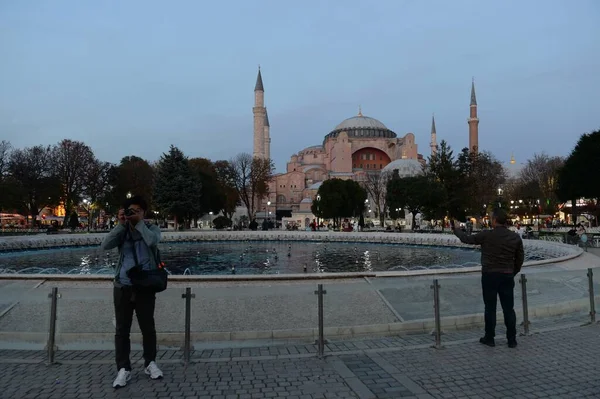 Стамбул Туркий Ноября 2019 Года Вид Ночной Собор Святой Софии — стоковое фото