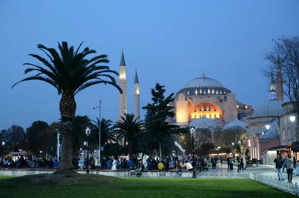 Istanbul Türkei November 2019 Blick Auf Die Nächtliche Hagia Sophia — Stockfoto