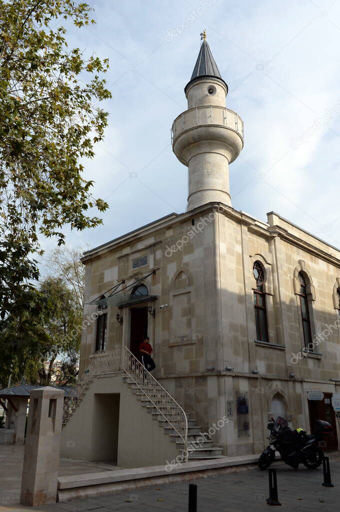 ISTANBUL,TURKEY - NOVEMBER 4, 2019:Captain Pasha Mosque on Eyup Iskele Street in Istanbul. Turkey