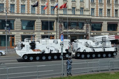 MOSCOW, RUSSIA - 24 Haziran 2020: Arktik kendinden güdümlü uçaksavar füze sistemi 