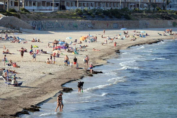 Pilar Horadada España Septiembre 2018 Gente Relaja Una Playa Arena —  Fotos de Stock