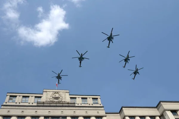 Moscow Russia June 2020 Group 28N Night Hunter Attack Helicopters — Stock Photo, Image