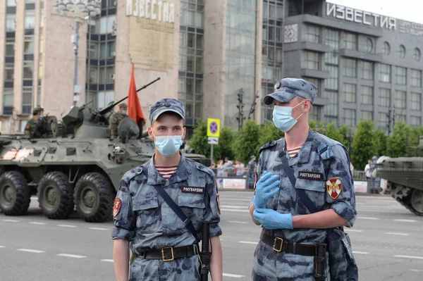 Moscow Rússia Junho 2020 Soldados Das Tropas Internas Guarda Russa — Fotografia de Stock