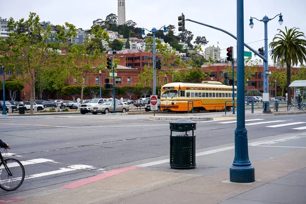 Embarcadero Street Una Vista Ciudad Línea Tranvía Retro San Francisco — Foto de Stock