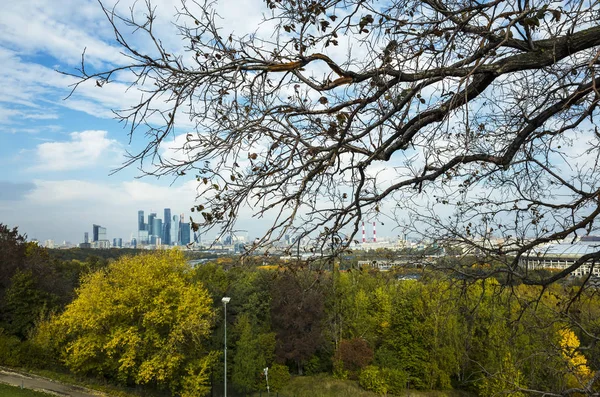 Vista Del Centro Negocios Moscow City Luzhniki Sparrow Hills Moscú — Foto de Stock