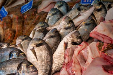 Balık Pazarı Paris, dorado balık üstünde belgili tanımlık sayaç, Fransa