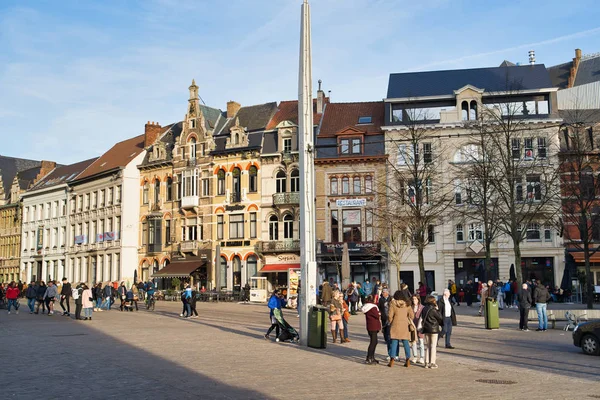 Gent Bélgica Fevereiro 2019 Passeio Pelas Ruas Cidade Vistas Edifícios — Fotografia de Stock