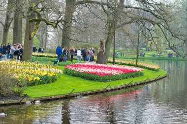Lisse, Hollanda - 15 Nisan 2018: Çiçek Festivali Keukenhof Park