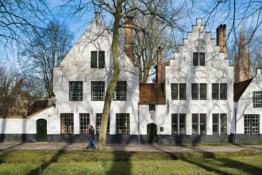 Bruges, Belçika - 17 Şubat 2019: Beguinage, bir şehrin konumlar. Özerk barınak