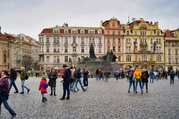 Prague Czech Republic March 2019 Center Old Town Square Bronze — Stock Photo, Image