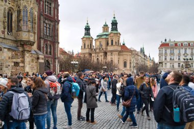 Prague, Çek Cumhuriyeti - 04 Mart 2019: Aziz Nikolaos Kilisesi (Chram sv. Mikulase), Barok tarzı