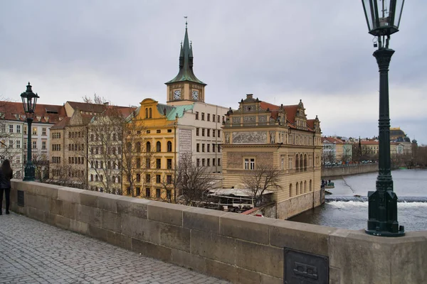 Praga Repubblica Ceca Marzo 2019 Ponte Carlo Sul Fiume Moldava — Foto Stock