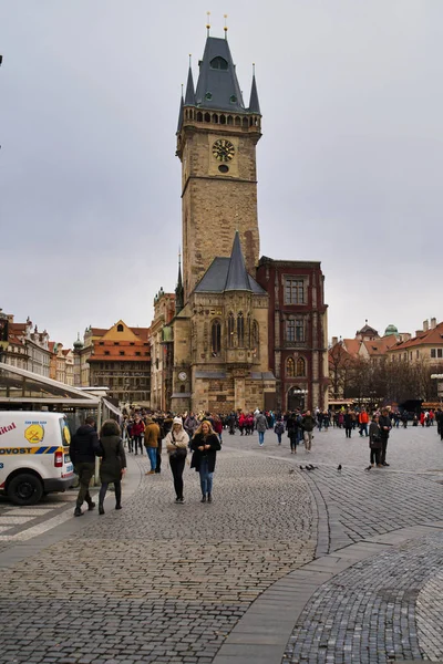 Praga Republika Czeska Marca 2019 Ratusz Wieża Zegarowa Rynku Starego — Zdjęcie stockowe