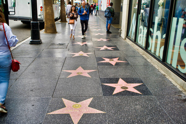 LOS ANGELES, USA - MAY 21, 2018: View of Hollywood Boulevard at sunset