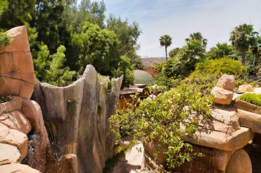 Lanzarote, Kanarya Adaları, İspanya - 15 Nisan 2019: Lanzarote Adası'ndaki Tematik Rancho Texas Park
