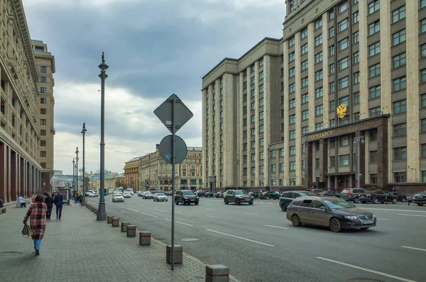 Москва Росія Квітня 2019 Охотний Ryad Вулиці Державної Думи Побудована — стокове фото