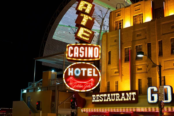 Hermosas Señales Neón Las Vegas Mayo 2018 Golden Gate Hotel — Foto de Stock