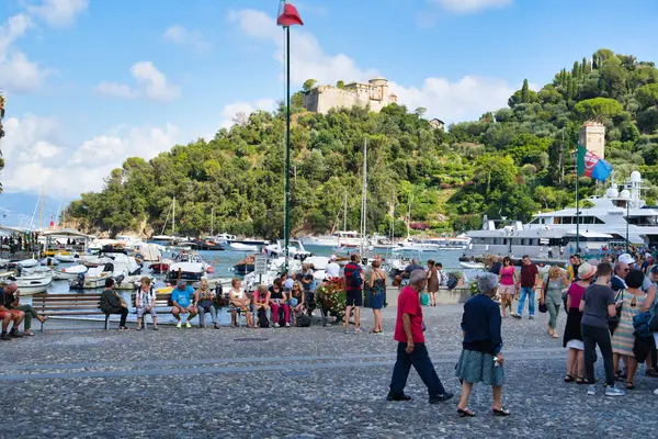 Portofino Italië Augustus 2019 Portofino Haven Met Jachten Natuur Van — Stockfoto